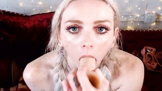 Skinny Blonde Wildly Fucks Her Cunt