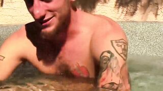 Attractive guy Corey Gunz splatters his hot cum after masturbating