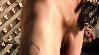 Attractive guy Corey Gunz splatters his hot cum after masturbating