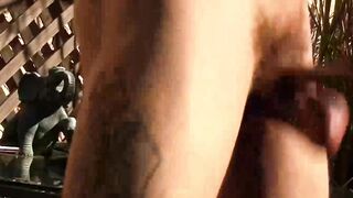 Attractive guy Corey Gunz splatters his hot cum after masturbating