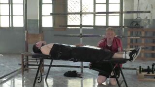 The handsome sub feels pleasure from the kinky footplay his master Ashton Bradley giv