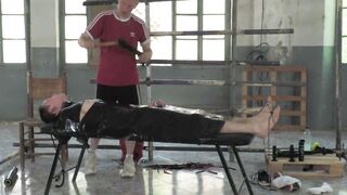 The handsome sub feels pleasure from the kinky footplay his master Ashton Bradley giv