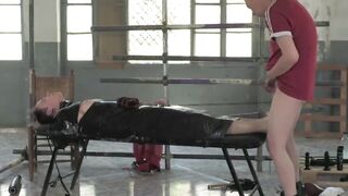 The handsome sub feels pleasure from the kinky footplay his master Ashton Bradley giv