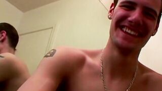 Handsome Clyde takes off his shoes to worship his foot before masturbating