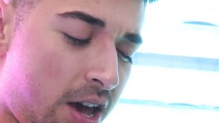 Beautiful jock Pierce Paris seduces young gay and blows cock