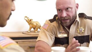 Perps4Sale.com - Bearded Policeman sucks buddys huge cock after blackmail