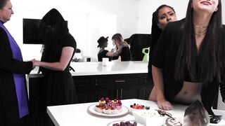 GIRLSWAY - Perverse Kira Noir Shamelessly Rough Fucks Bella Rolland Into Front Of Everyone At A Funeral