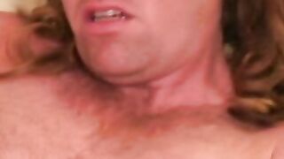 Long haired ginger amateur jerks off his cock solo on cam