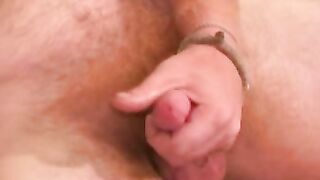 Long haired ginger amateur jerks off his cock solo on cam