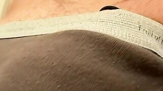 Straight jock with long hair jerks his massive hard dick off