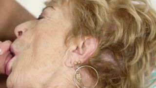 Elegant mature lady takes young cock balls deep in her pussy