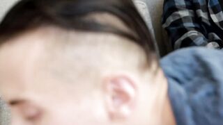 Bearded stud watches his friends bare fuck while wanking