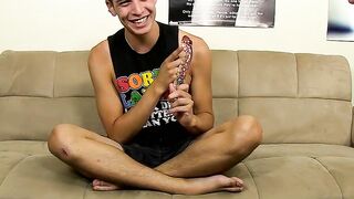 Aaron Stang jerking off his big twink dick until he cums