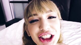 Blond girl Mackenzie Moss makes dick big in POV deepthroat