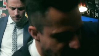 PlayingMen.com - Handsome men in classy suits spitroasting pretty bottom with their t