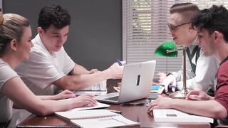 ADULT TIME - College Boys GANG BANG BUKKAKE + double penetration PAWG Heather Honey Inside OUTSIDE LIBRARY! FULL VIDEO