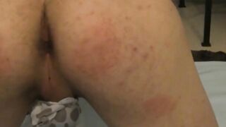 Youthful Japanese spreads his butt prior to stroking himself solo