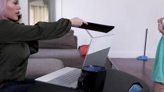 Sweet babe Dixie Lynn pleasures her MILF boss by surrendering her lovely twat