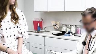Redhead Amber Stark visits her doctor Calvin Hardy who helps her to heal her wet puss