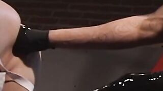 Steve rests on his back as Daxx stretches his sloppy hole with his greasy, ungloved h