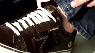 Sweet Clyde wanks off his cock and milks out his dick on his sexy feet