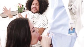 DEVILS SCENE - Freaky And Desperate Alison Rey Fucks Her Boyfirend's Doctor Inside Front Him