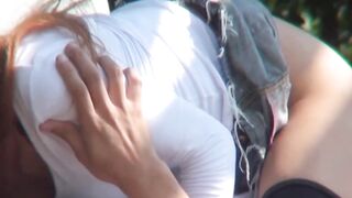 Japanese babe doggystyle outdoor pounding on hidden camera