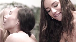 GIRLSWAY - Sensual April Olsen & Kimmy Kimm Fight Over For a Promotion During Group Sex With Pervert Boss