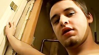 Young straight thug jerks off his big dick and cums solo
