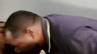 Amateur black guy jerks off solo with white dude kissing him