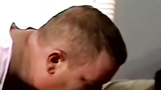 Amateur black guy jerks off solo with white dude kissing him