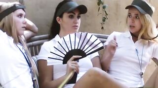 TeenGroupSex.com - Four cute lesbians enjoy outdoor orgy with sex toys