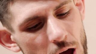 Spitroasted homo fucked in hardcore bareback threesome