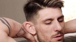 Spitroasted homo fucked in hardcore bareback threesome