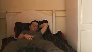 BoyDesire.com - Handsome twink's relaxing bed wank and creamy cumshot