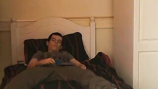 BoyDesire.com - Handsome twink's relaxing bed wank and creamy cumshot