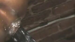 CentralFisting.com - Muscular black gay self-pleasures with a monster dildo in his as