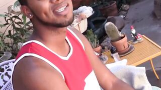 SwingYourBalls.com - Young ebony stud flaunts his balls and enjoys solo stroking