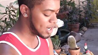 SwingYourBalls.com - Young ebony stud flaunts his balls and enjoys solo stroking
