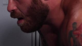 Sweaty Chase Ryder indulges in a steamy shower sex with the horny dude