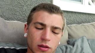Chainsmoker Alex Greene jerked and shot a hot load after burning a half pack of cigar