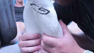 Hunky Darius and Drew Harper enjoyed the pleasure of feet worshipping by a straight g