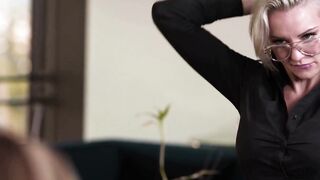 GIRLSWAY - Stacked Dominant Boss Kenzie Taylor Makes Her 2 Bad Gossiping Employees Eat Her Twat