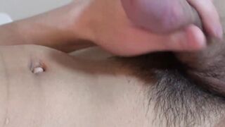 Young Japanese is demonstrating his masturbation technique