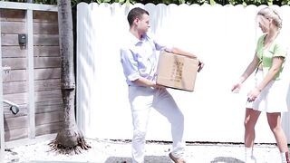 Cute Asian teen Sofia Su moans while fucked by delivery guy