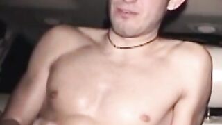Amateur jock wanking his big cock after sex doll fucking