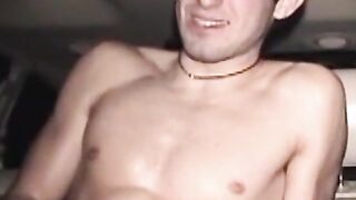 Amateur jock wanking his big cock after sex doll fucking