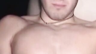 Amateur jock wanking his big cock after sex doll fucking