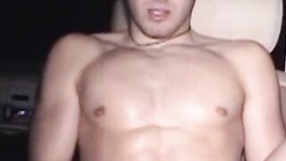Amateur jock wanking his big cock after sex doll fucking