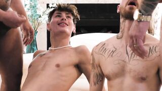 ADULT TIME - Muscle Tops Swingers Assfuck Hungry Bottom Students and Cum On Their Voluptuous Face